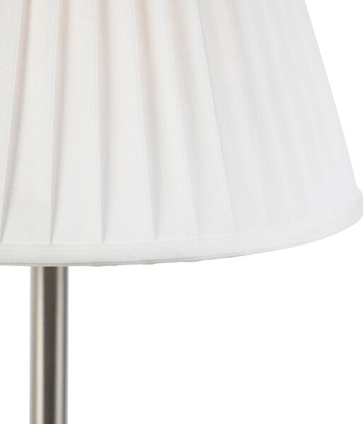 Klasická stolní lampa ocel s plisovaným stínítkem bílým 35 cm - Simplo
