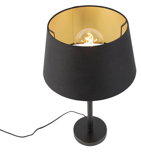 Klasická stolní lampa černá s černým stínítkem 32 cm - Simplo