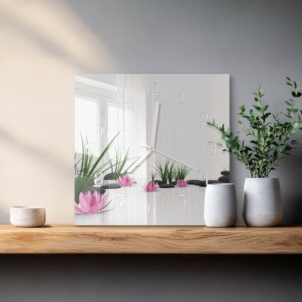 Skleněné hodiny Lotosový květ zskb-30x30-00080173