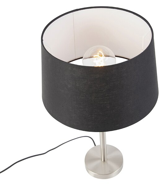 Moderní stolní lampa ocel s černým stínítkem 35 cm - Simplo