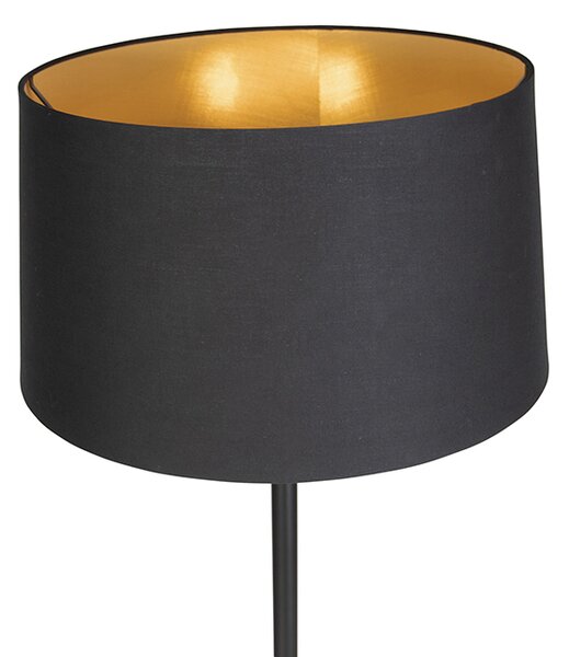 Moderní stojací lampa černá s černým stínítkem 45 cm - Simplo