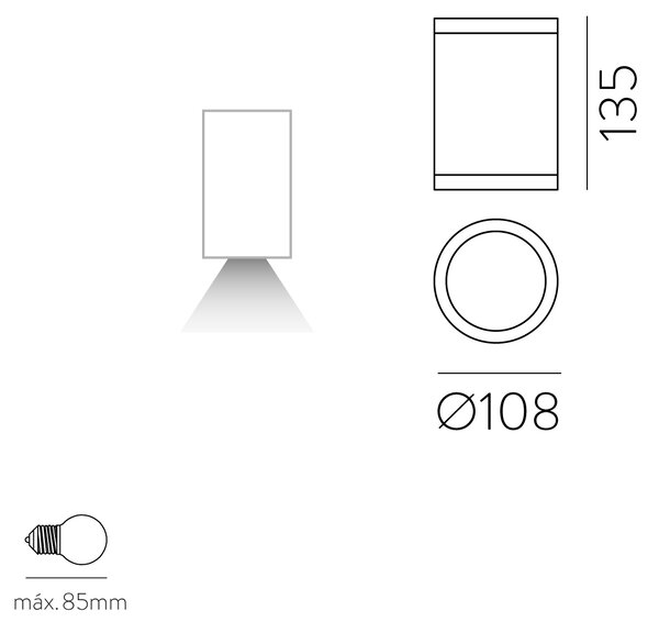 ACB Iluminacion Venkovní stropní LED svítidlo NORI, v. 14 cm, 1xE27 15W, IP65 Barva: Antracit