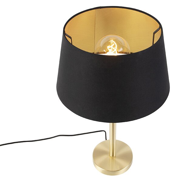 Klasická stolní lampa mosazná s černým stínítkem 32 cm - Simplo