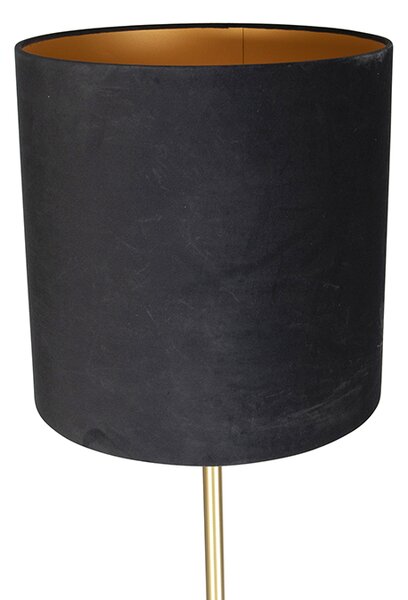 Klasická stojací lampa mosazná s černým stínítkem 40 cm - Simplo