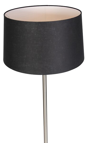 Moderní stojací lampa ocel s černým stínítkem 45 cm - Simplo