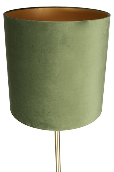 Botanická stojací lampa mosazná se zeleným stínítkem 40 cm - Simplo
