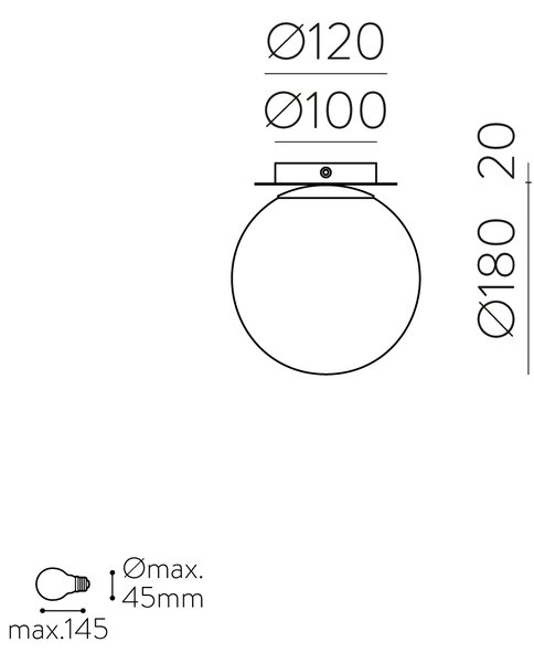 ACB Iluminacion Stropní LED svítidlo PARMA, ⌀ 18 cm, 1xE27 15W, IP44 Barva: Černá