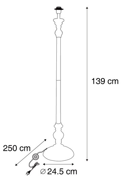 Klasická stojací lampa šedá bez stínidla - Classico