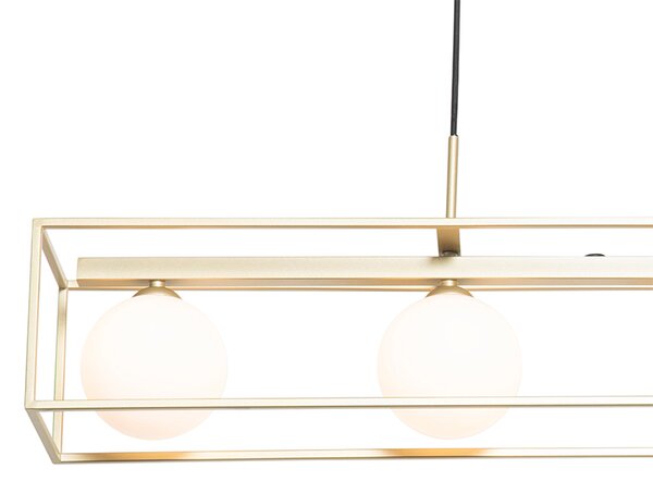 Designové závěsné svítidlo zlaté s bílým sklem 4-světlo - Aniek