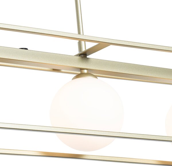 Designové závěsné svítidlo zlaté s bílým sklem 4-světlo - Aniek