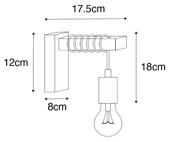 Průmyslová nástěnná lampa ocel s hnědou - Gallow