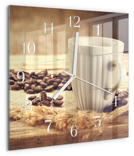 Skleněné hodiny Káva zskb-30x30-00086989