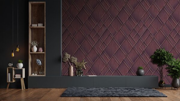 Geometrická vliesová obrazová tapeta na zeď, vínová, FW4037-4, Feature Walls, Decoprint