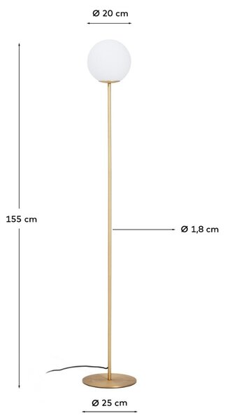 Kave Home Zlatá kovová stojací lampa Brisia 155 cm