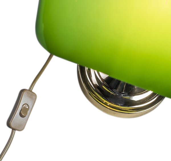 Klasická stolní lampa/lampa notáře mosazná se zeleným sklem - Banker
