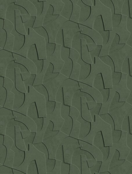 Geometrická vliesová obrazová tapeta na zeď, 3D, zelená, FW4042-3, Feature Walls, Decoprint