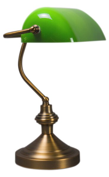 Klasická stolní lampa/lampa notáře bronzová se zeleným sklem - Banker