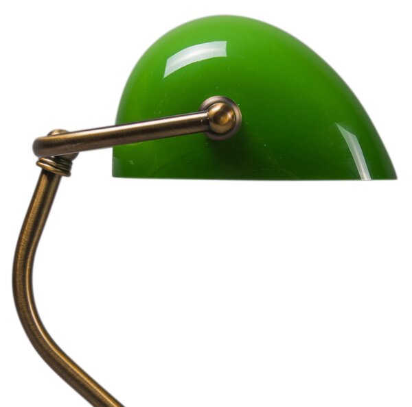 Klasická stolní lampa/lampa notáře bronzová se zeleným sklem - Banker