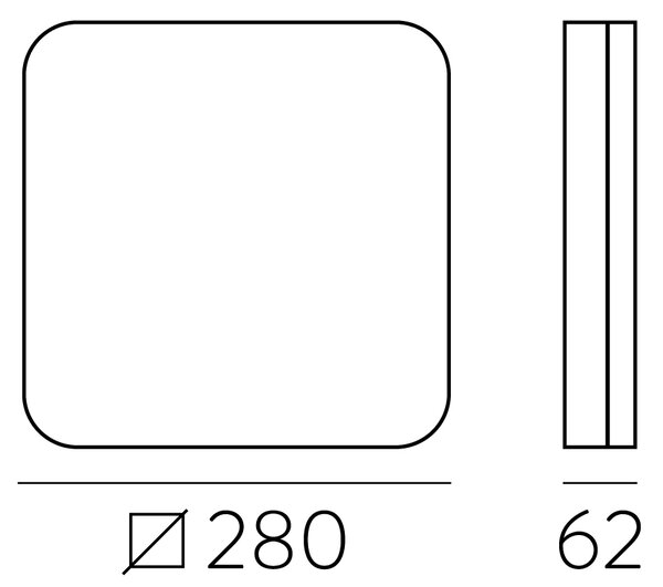 ACB Iluminacion Stropní LED svítidlo SQUARE, š. 28 cm, CRI90, IP54, CCT switch 3000-6500K