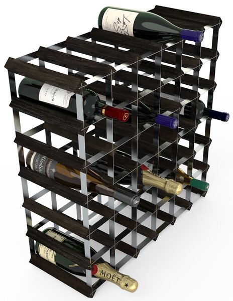 Pendeford Metal Spinnings Ltd Stojan na víno RTA na 42 lahví, černý jasan - pozinkovaná ocel / rozložený