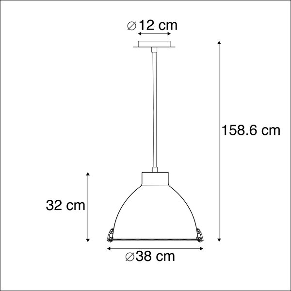 Průmyslové závěsné svítidlo hliník 38 cm stmívatelné - Anteros
