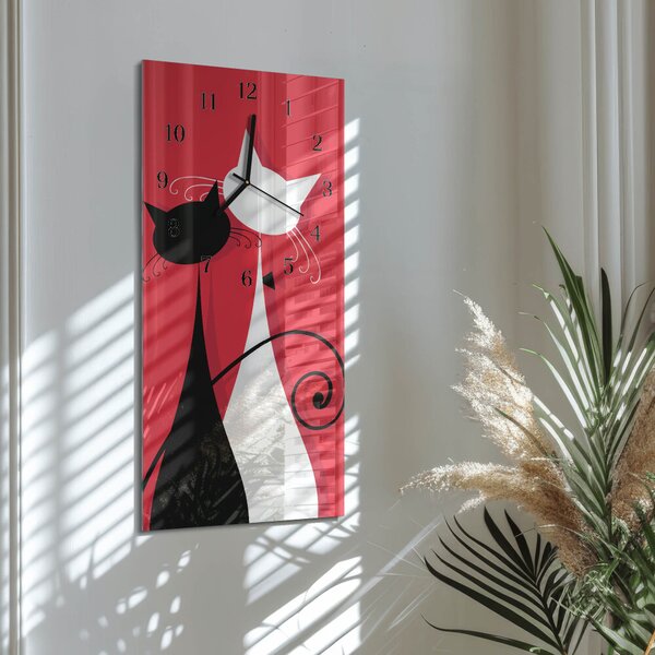 Skleněné hodiny vertikální Kočky zsppc-30x60-00171303