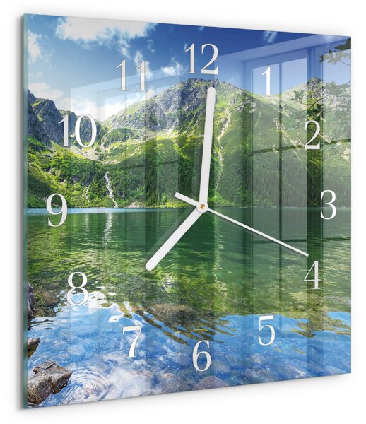 Skleněné hodiny Horské jezero zskb-30x30-00086669