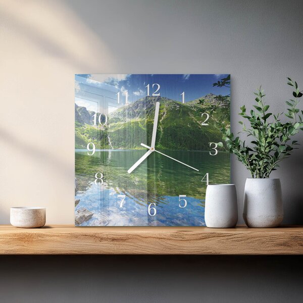 Skleněné hodiny Horské jezero zskb-30x30-00086669