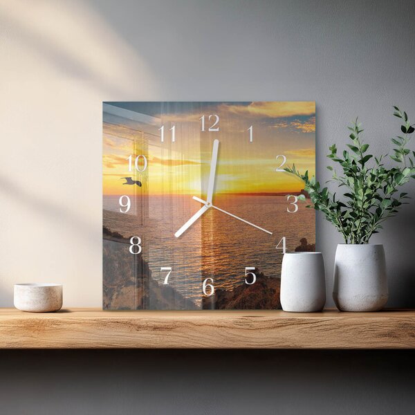 Skleněné hodiny Západ slunce zskb-30x30-00059564