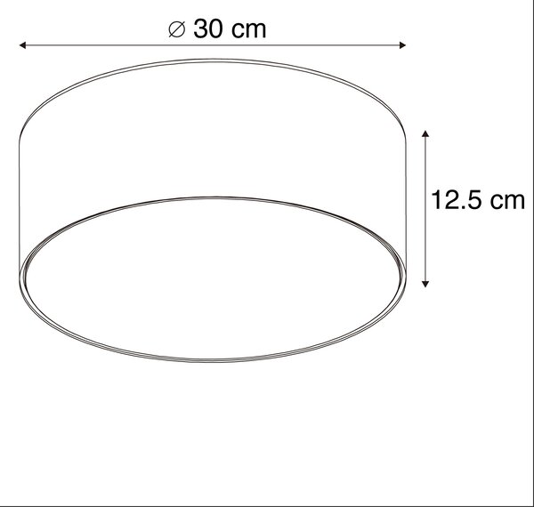 Stropní lampa černá 30 cm vč. LED - Drum LED