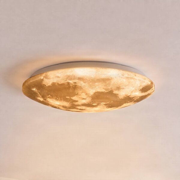 Trio Lighting LED stropní svítidlo Lunar s ovladačem 40cm, stmívatelný, Bílá / opál, Obývací pokoj / jídelna, Plast, Moderní
