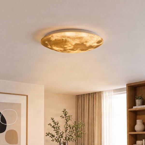 Trio Lighting LED stropní svítidlo Lunar s ovladačem 40cm, stmívatelný, Bílá / opál, Obývací pokoj / jídelna, Plast, Moderní
