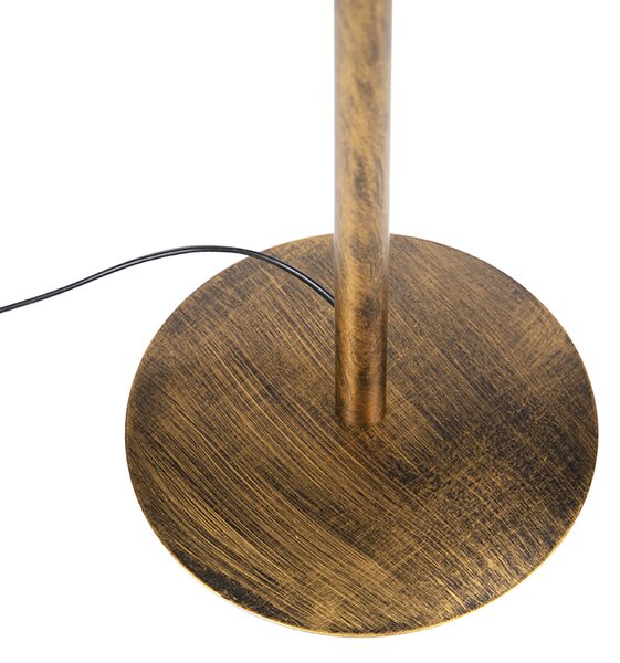 Moderní stojací lampa zlatá s stínítkem černým se zlatem - Simplo