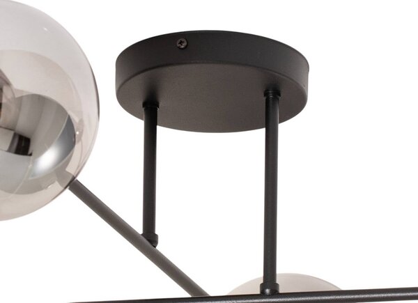 EMIBIG LIGHTING Stropní světlo Glassy, černá/grafitová, 75 x cm, 4ramenné, stmívatelný, Černá, Obývací pokoj / jídelna, Sklo, Moderní