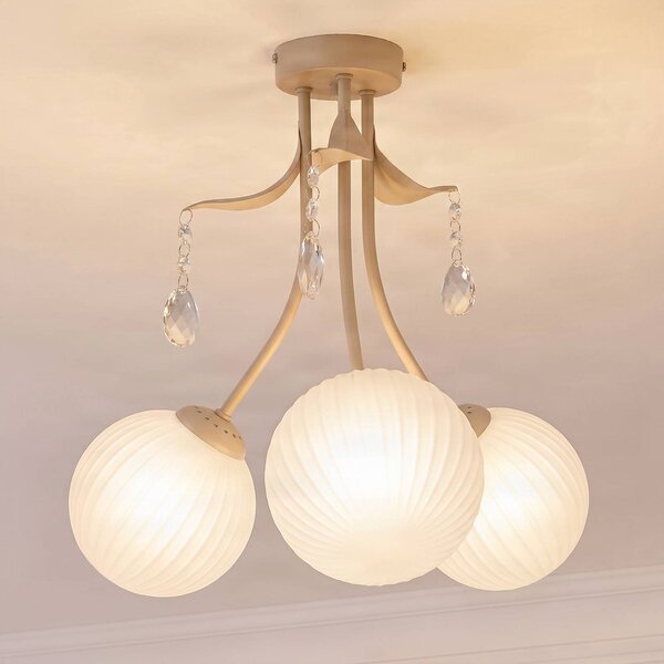 Milagro Lighting Stropní světlo Celeste, taupe, Ø 40 cm, kov, 3ramenné, stmívatelný, Mosaz / zlato, Obývací pokoj / jídelna, kov