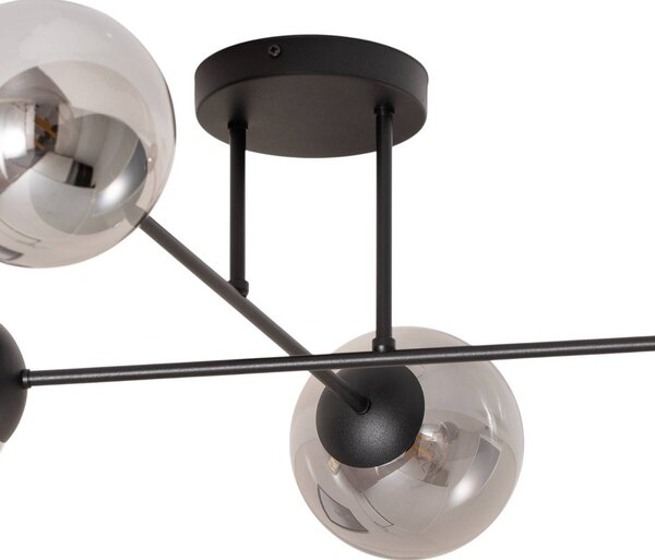 EMIBIG LIGHTING Stropní světlo Glassy, černá/grafitová, 75 x cm, 4ramenné, stmívatelný, Černá, Obývací pokoj / jídelna, Sklo, Moderní