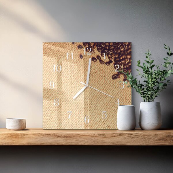 Skleněné hodiny Kávová zrna zskb-30x30-00089756
