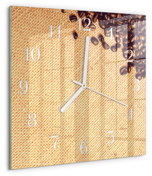 Skleněné hodiny Kávová zrna zskb-30x30-00089756