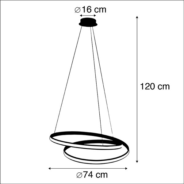 Moderní závěsné svítidlo bílé 74 cm vč. LED s stmívačem - Rowan