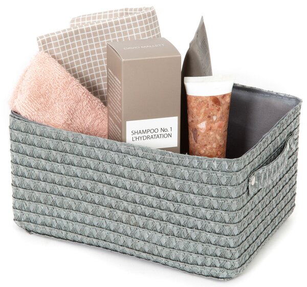 Úložný košík Compactor LILOU, tkaný polypropylen, 23 x 15 x 12 cm, šedý