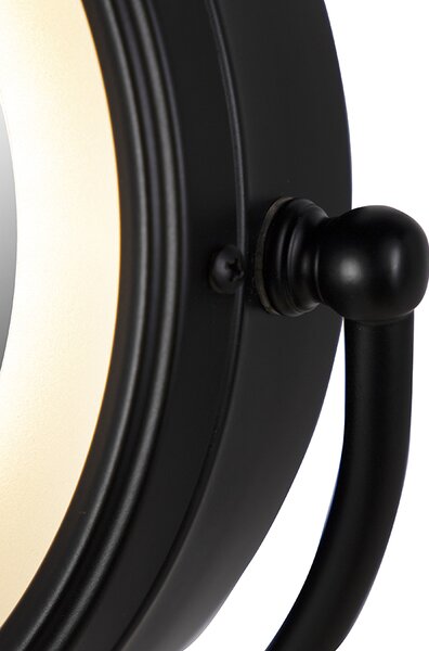 Designové nástěnné zrcadlo černé vč. LED nastavitelné IP44 se světelným tahem - Vicino