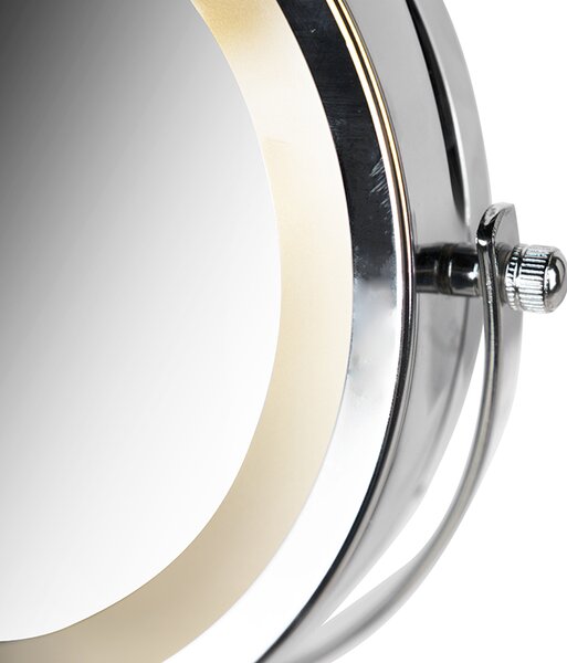 Designové nástěnné zrcadlo chrom s LED s tlumením do tepla, nastavitelné IP44 - Vicino