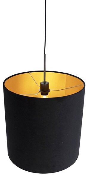 Závěsné svítidlo s černým sametovým stínítkem se zlatem 40 cm - Combi