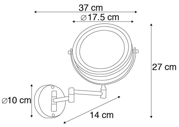 Designové nástěnné zrcadlo chrom s LED s tlumením do tepla, nastavitelné IP44 - Vicino