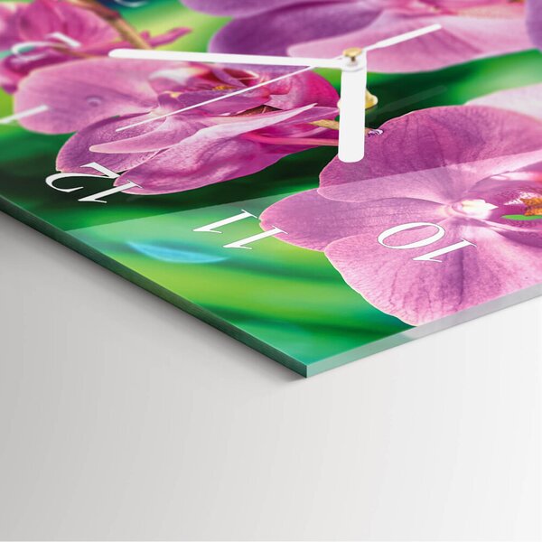 Skleněné hodiny vertikální Orchideje zsppb-30x60-00089702