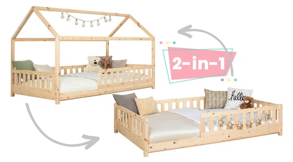 DĚTSKÁ POSTEL SE STŘÍŠKOU, 90/200 cm přírodní barvy MID.YOU - Dětské postele, Online Only
