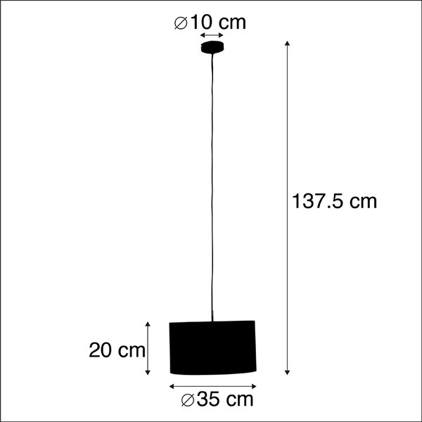 Závěsné svítidlo s sametovým stínidlem okrovým se zlatem 35 cm - Combi