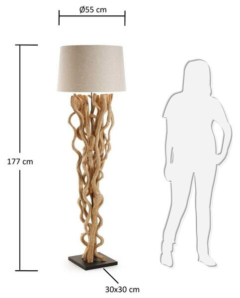 Bílá bavlněná stojací lampa Kave Home Nuba 177 cm