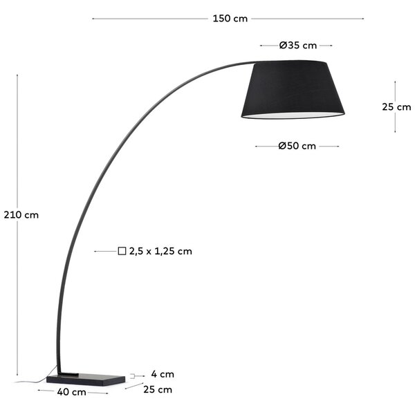 Černá kovová stojací lampa s mramorem Kave Home Juhe