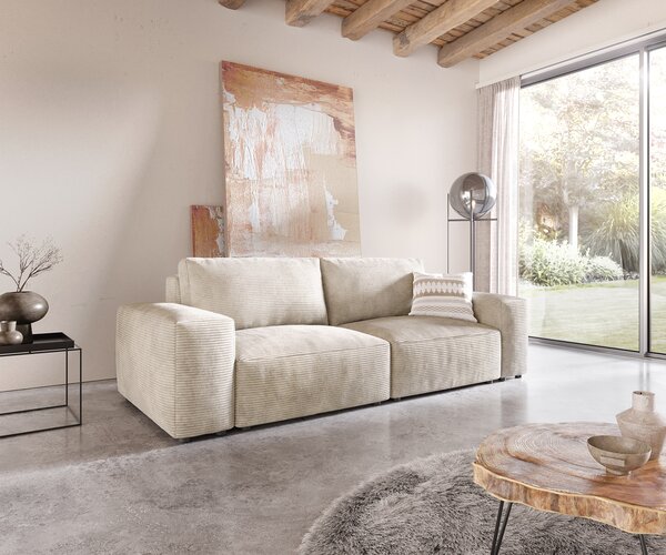 DELIFE Pohovka XL Lanzo 230x95 cm manšestr béžová